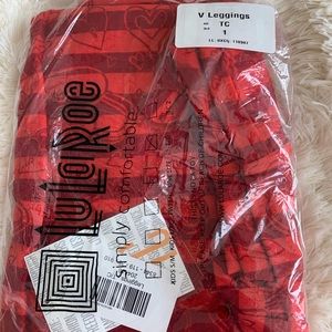 Valentines LulaRoe Leggings Red with Hearts - TC